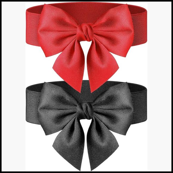 Vintage Bowknot Elastic Belt for Dresses Stretch Cinch Accessory main image 4